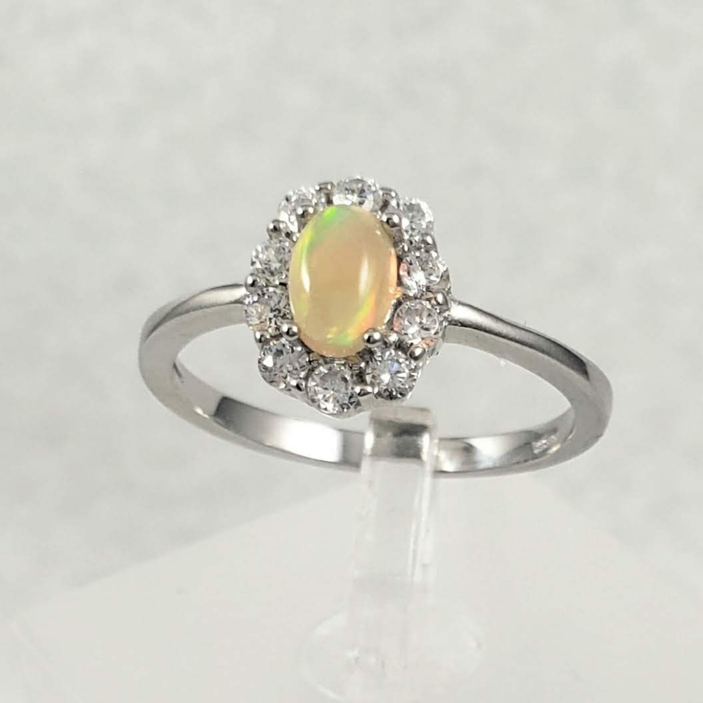 Sterling Silver Natural Opal Ring - Picture 3 of 9